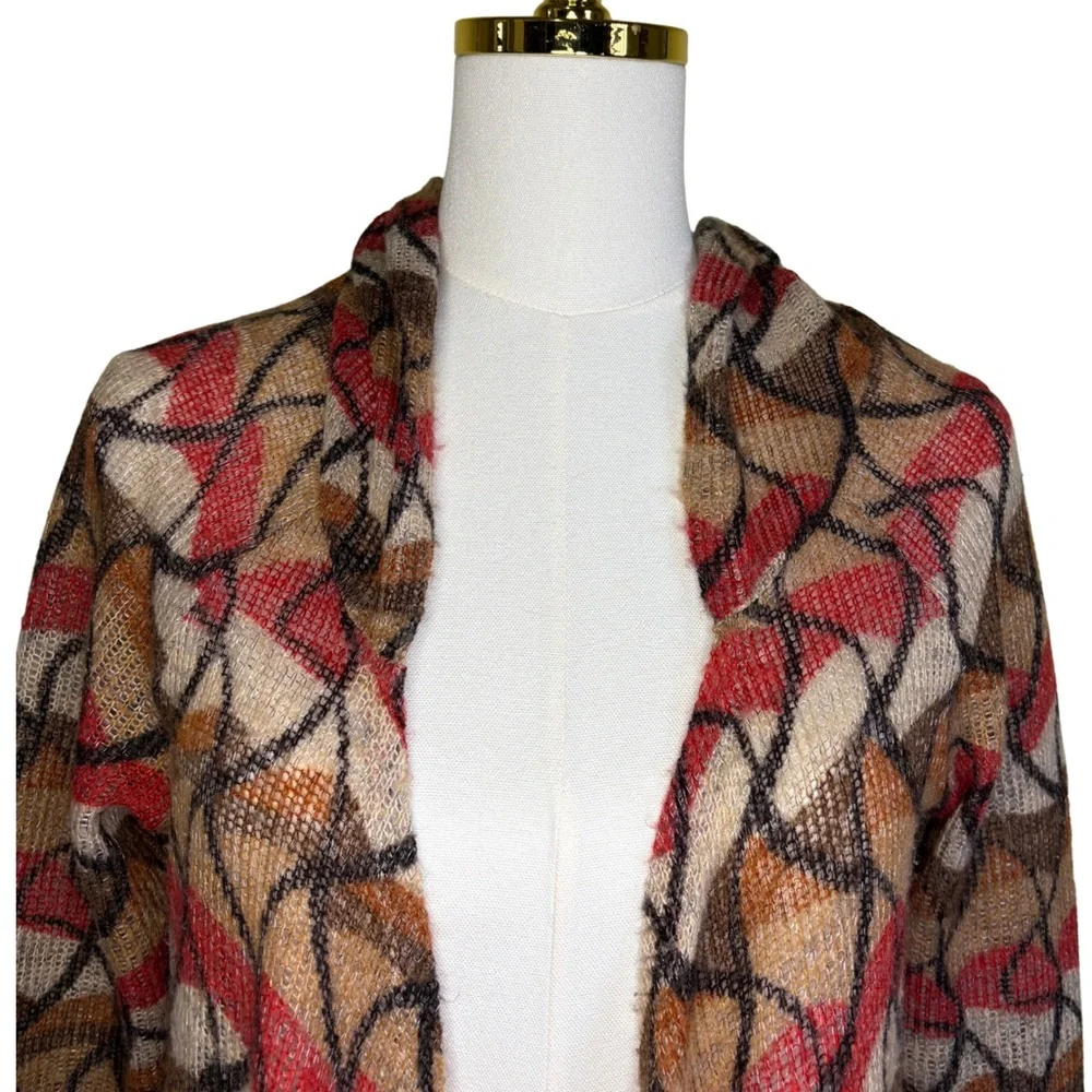 Geometric Patterned Open Front Cardigan - Picture 2 of 10